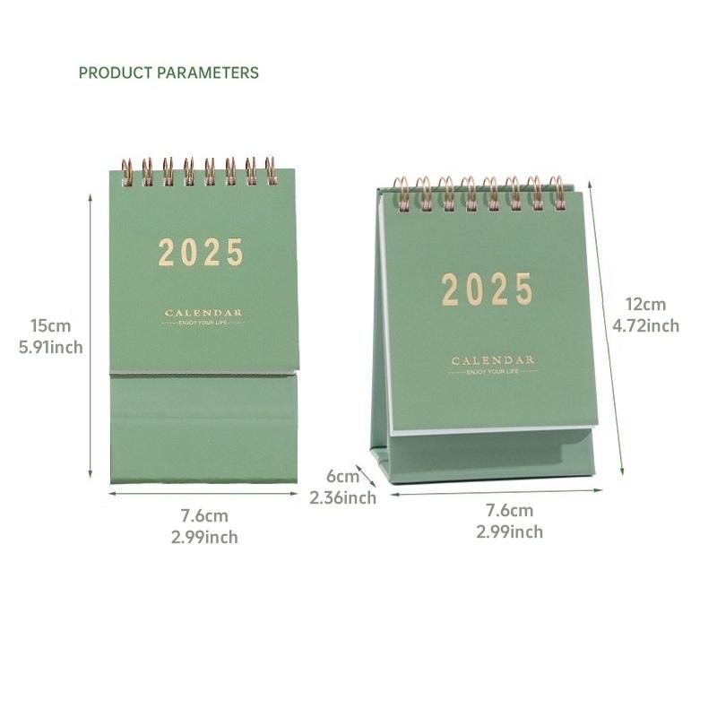 Super Mini Calendar 2025 2025 Copertă de ștanțare cu aur Stil simplu Planificator portabil de dimensiuni Accesorii pentru masă