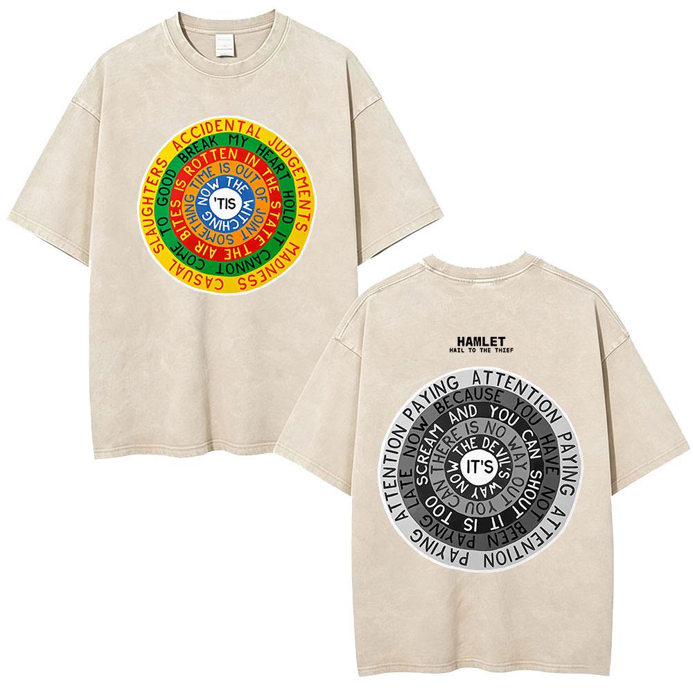 Vintage Washed Radiohead Semaphore Rock Band T-shirt Men  Clothing Fashion Hip Hop Gothic T Shirts Cotton Casual T-shirts