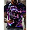 Men's Horror Skull Print T-Shirt 3D Print Vintage O-Neck Short Sleeve Fashion T-Shirts Men's Summer Street Clothing