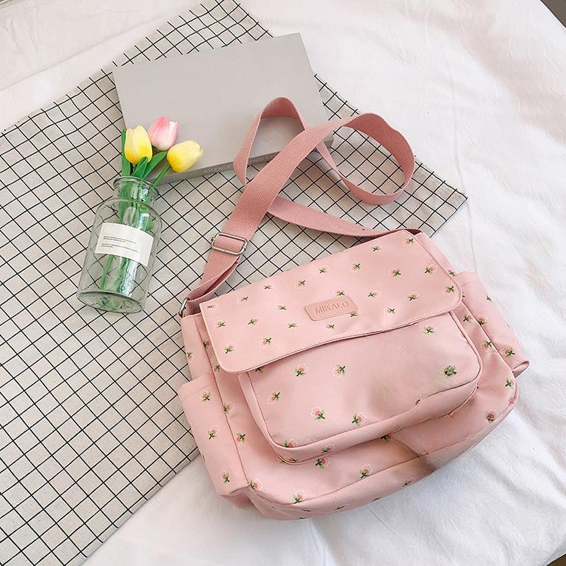 Women's Large Capacity Bag Flower Pattern Crossbody Shoulder Bag Canvas Travel Shopping Bag Student School Bag ARI