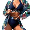 Huludao 2024 Slimming Women's European & American High-Waisted Three-Piece Swimsuit Set