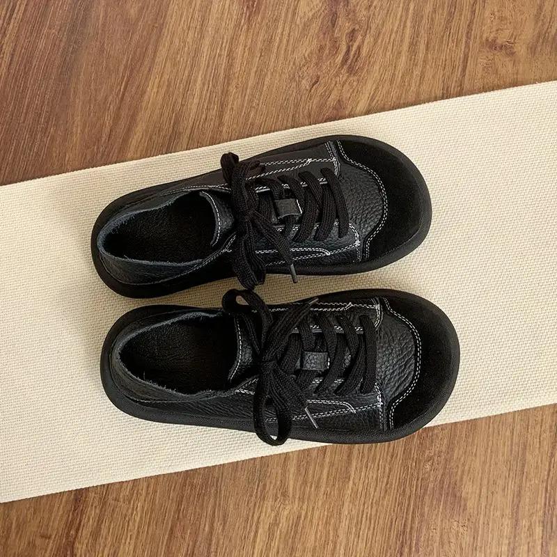 Wide Toe JK Schuhe Damen Schnür-Sneaker Mädchen Harajuku Halbschuh-Sneaker Frau Kunstleder Pantoletten Vulkanisierte Sneakers Neu