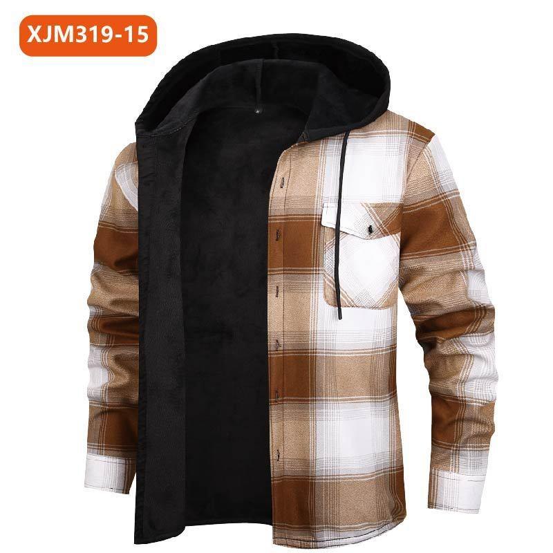 Camicia a quadri spessa in flanella con fodera in peluche da uomo