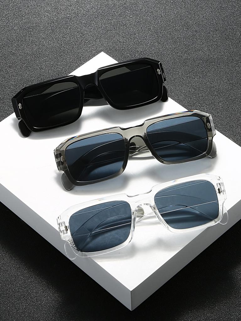 1Pc Vintage Square Stylish Eyeglasses Set for Male and Female - Perfect for Parties Outdoor Activities and Photography Props