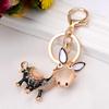 Keychain Sparkling Rhinestones Inlaid Donkey Design Keychain Pendant Enamel Oil Drip Process Smooth Edges Spring Buckle Key Holder Backpacks Accessory