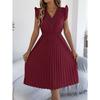 Abito Gonna Casual in Pizzo Scollo a V Vita Pieghettata Stringivita Abito Lungo da Donna Stile Streetwear Moda Transfrontaliera