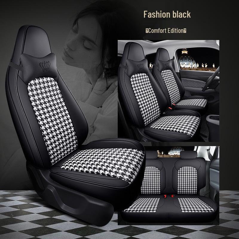 Leapmotor T03 Hahnentritt Autositzbezug - High-End Vollumschließend, Ganzjahreskissen.