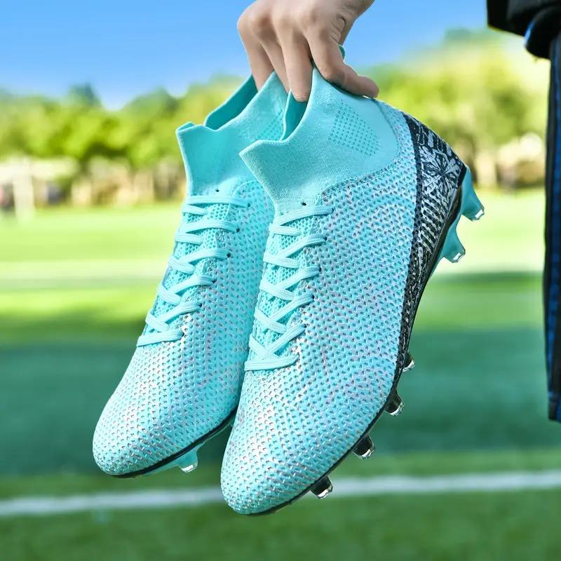 Boys High-Top Non-Slip Football Cleats - Breathable, Comfy, Professional Soccer Shoes with Spikes for All-Season Training and Competition