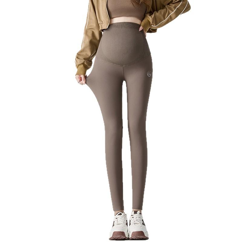 Colanți de maternitate cu căptușeală de lână, model rechin, gri închis - Suport abdominal și ridicare șolduri, pentru toamnă/iarnă, pantaloni de yoga pentru sarcină