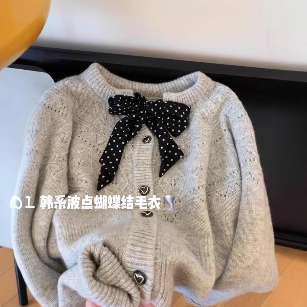 

Осень и зима новый шелковый шарф в горошек бант утолщенный свитер женский замок-сердечко вязаный серый one size fits all серый