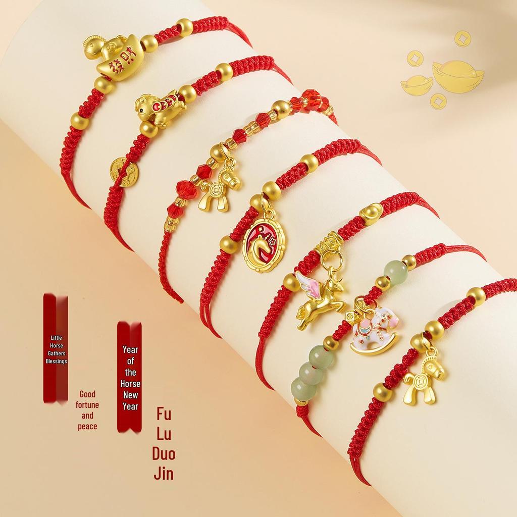 2026 Zodiac Year of the Horse Red Bracelet: Handmade Ben Ming Nian Woven Rope for Good Fortune