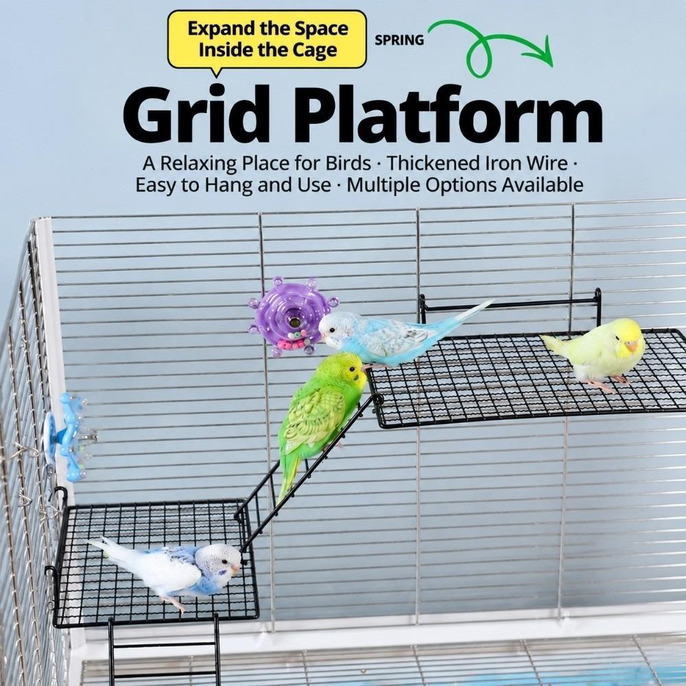 Multi-Level Bird Cage Platform Hook and Screw Mount Climbing Ladder Parrot Station Indoor