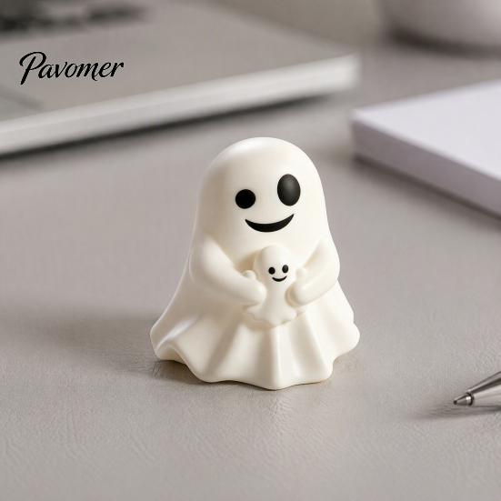 Small Vinyl Ghost Statue Halloween Cute Figurine, Mini Cartoon Statue, Little Spooky Figurine Desktop Ornament for Tiered Tray Home Table Decor