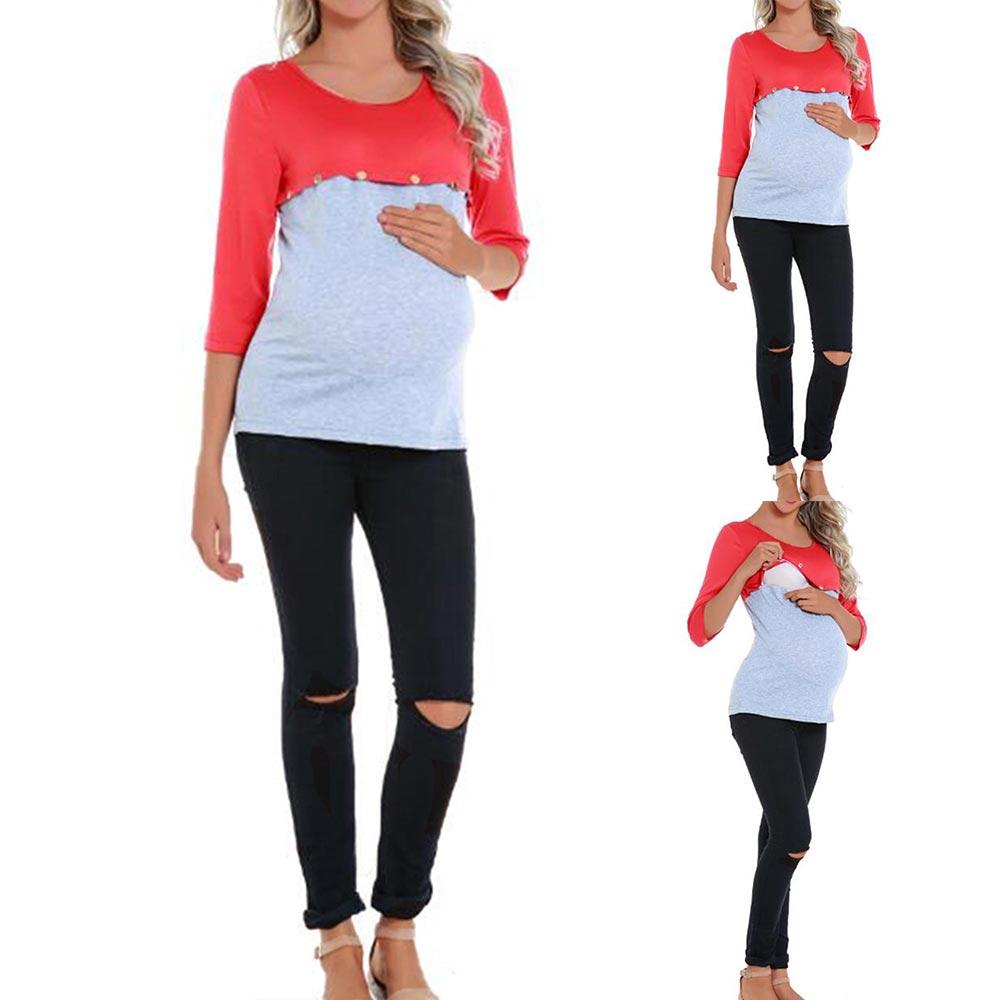 

Материнство Женщины Основные длинные рукава Топы Футболка Дамы Повседневный уход Пуловер