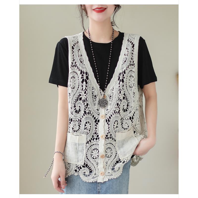 DIMANAF 2023, vestă de vară pentru femei, vestă scobită din tricot