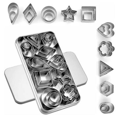 30PCS Stainless Steel Cookie Mold, Mini Fondant Geometric Cutting Die, Baking Tool Set, Suitable for Cookies and Gummies