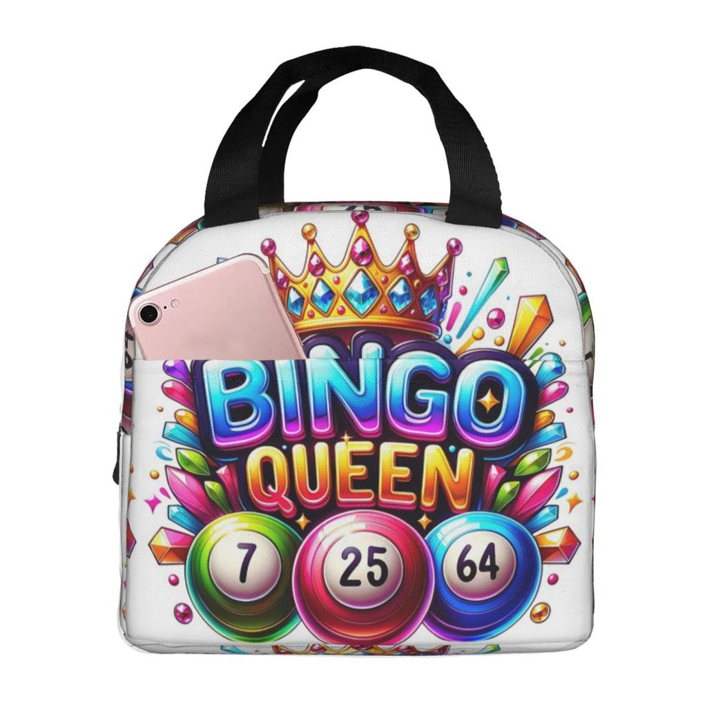 Bingo Queen Best Player Of Vacation Bingo Insulated Lunch Bag for Women Kids Portable Food Boxes Thermal Lunch Box Tote
