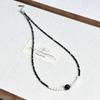Elegant Black Spinel & Freshwater Pearl Beaded Choker Necklace - High-End Fashionable Retro Design for Women