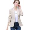 2025 Spring Korean Style Plaid Short Suit Jacket for Women - Slimming, Petite, Casual, Trendy