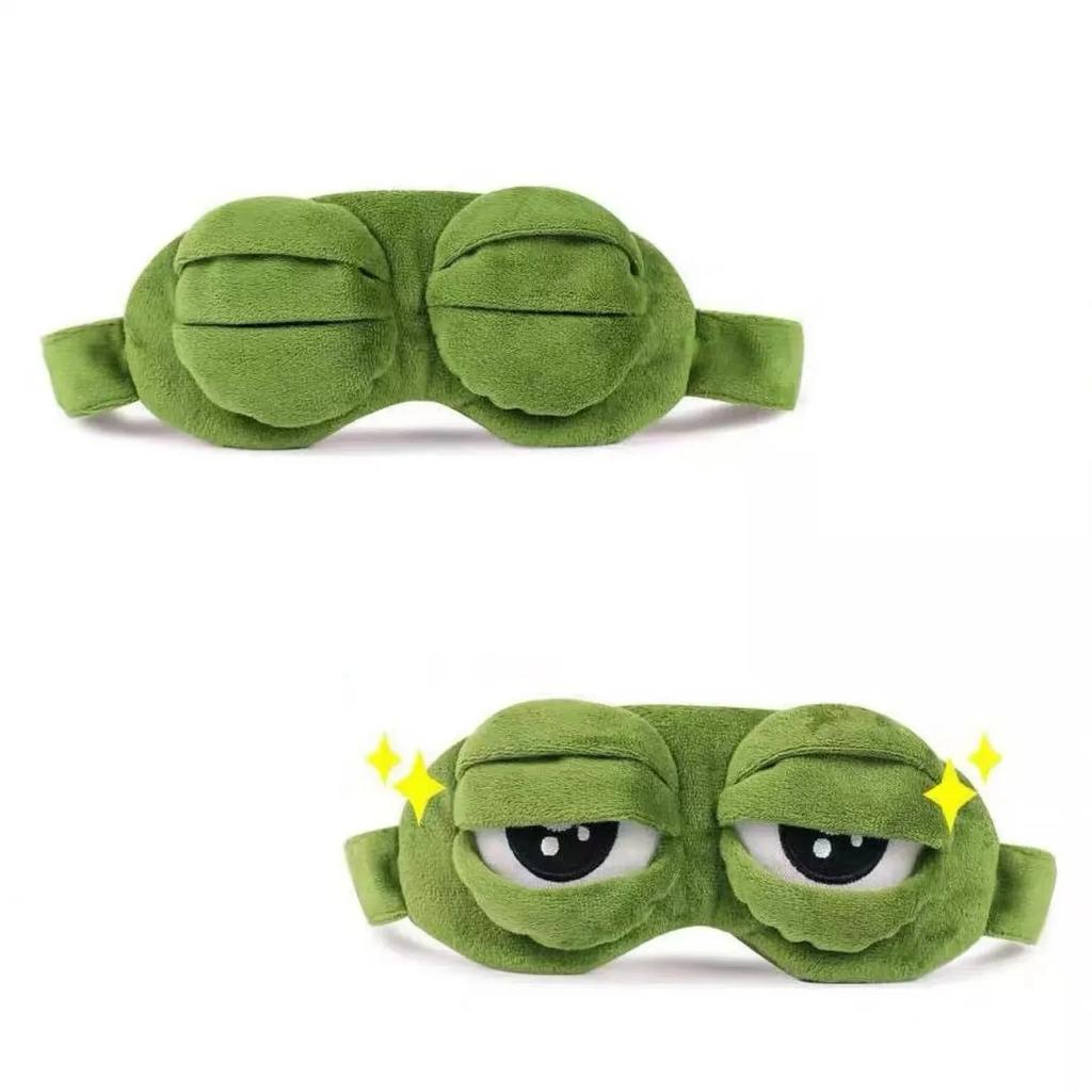 Hirigin New Unisex Creative Travel Sleep 3D Eye Mask Cartoon Frog Filled Hood Eyeshade Cover Blinder Office School Blindfold