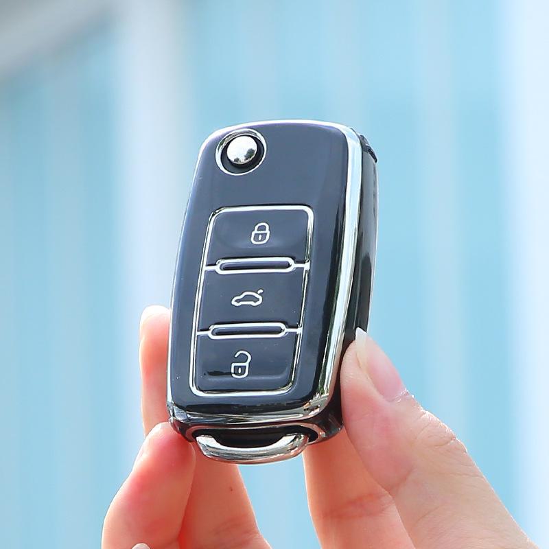 Volkswagen Car Key Cover for Tiguan, Sagitar, Lavida, Passat, Bora, Weiling, Santana - Shell with Key Bag Buckle