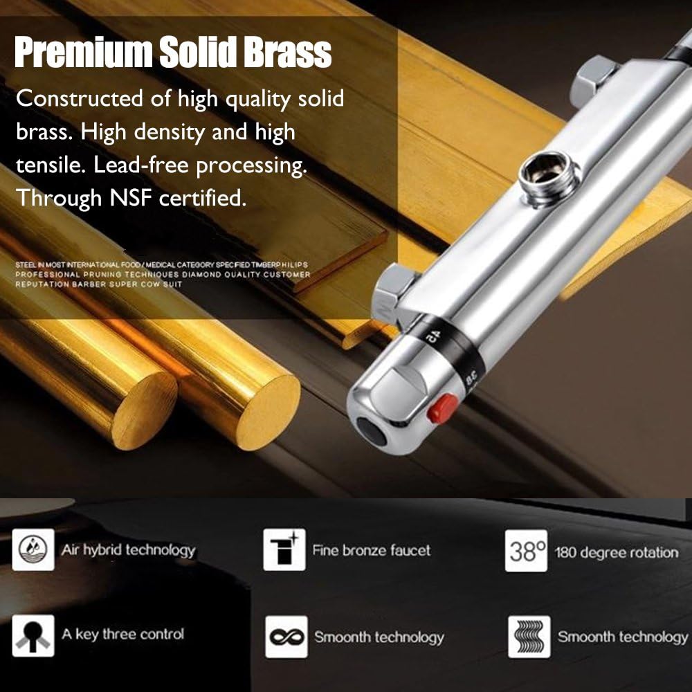 Badezimmer Thermostatische Duscharmatur Wandmontage Heiß Kalt Wasser Duschhahn Temperaturregelventil