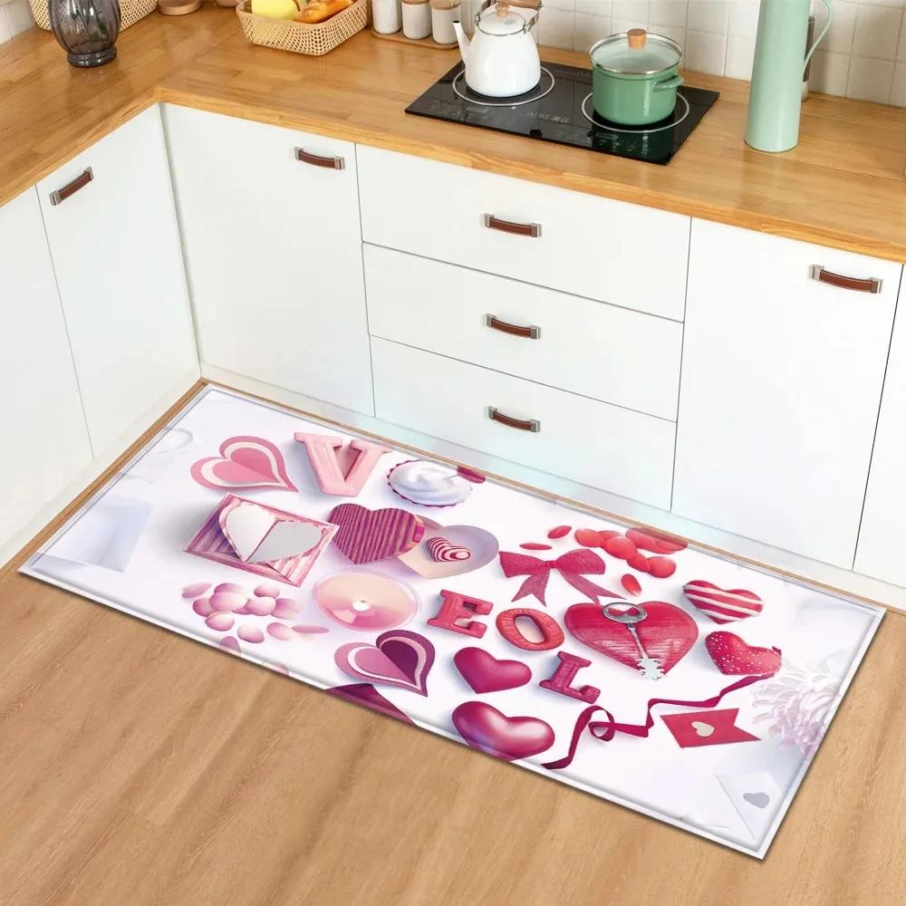Valentinstag Liebe Rosenmuster Hausküche Bodenmatte Eingangsbereich Dekoration Bodenmatte
