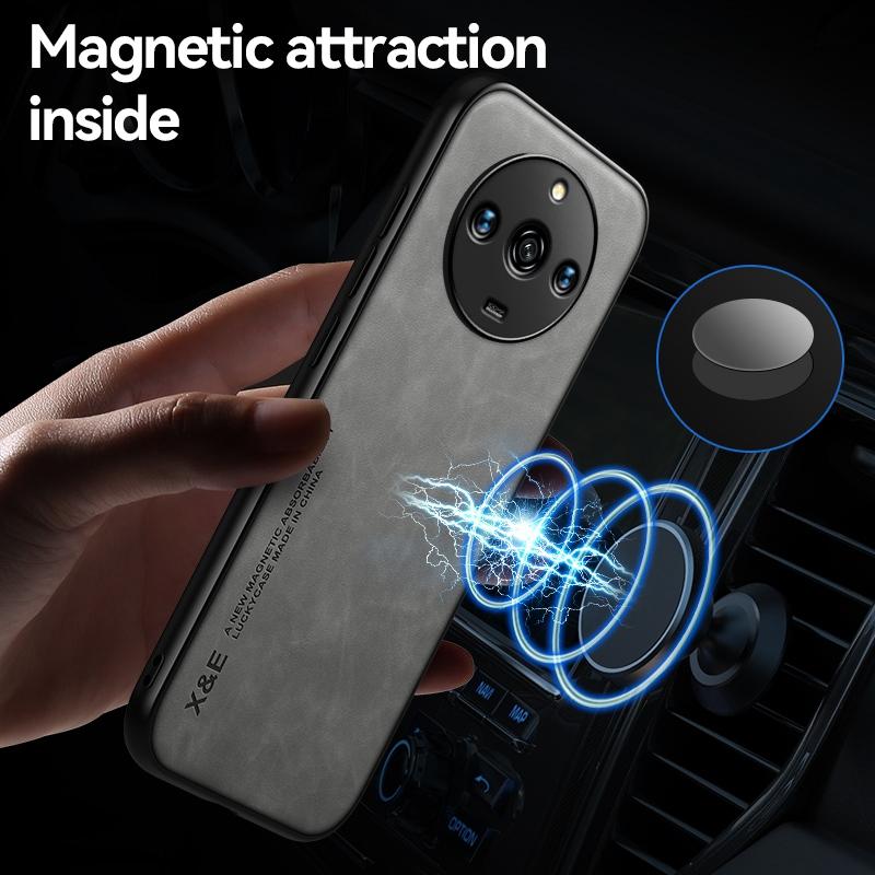 Luxury Leather Case For Realme 11 Pro Plus Cover Magnetic Car Holder Silicone Protection Phone Case For Realme 11 Pro 5G 11Pro