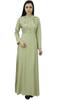 Bimba Women's Long Sleeve Maxi Mandarin Collar Plain Jilbab Dress With