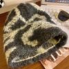 Autumn and Winter Hats Women's Knitted Wool Hats Plush Rabbit Fur Thermal Hats Big Head Circumference Ear Protectors