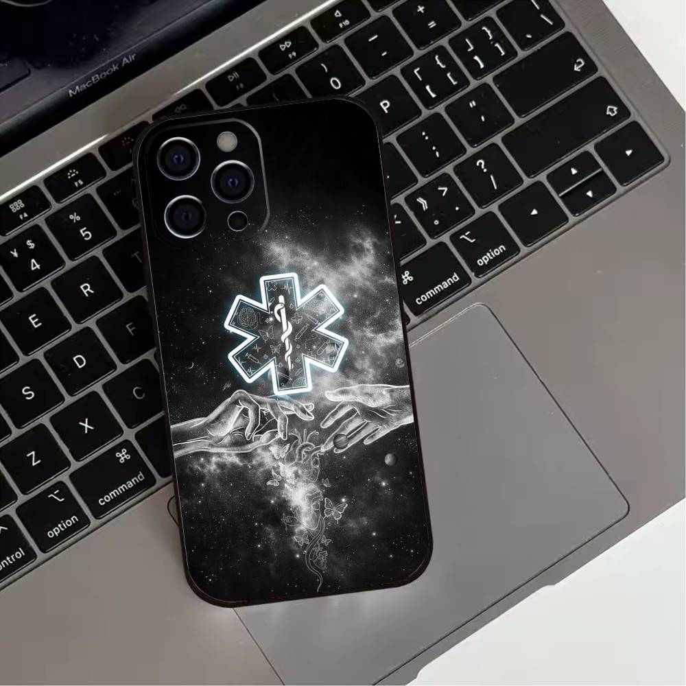 EMT EMS Ambulance LOGO  Phone Case For iPhone 17,16,15,14,13,12,11 Plus,Pro Max,XS,Soft Silicone Black Cover