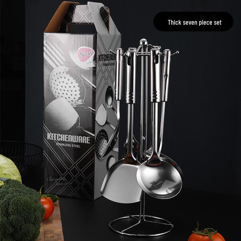 Stainless Steel Cookware Set: 1mm Thick, Includes Spatula, Frying Pan, Ladle, Nine Beads Design, Custom Logo Optional