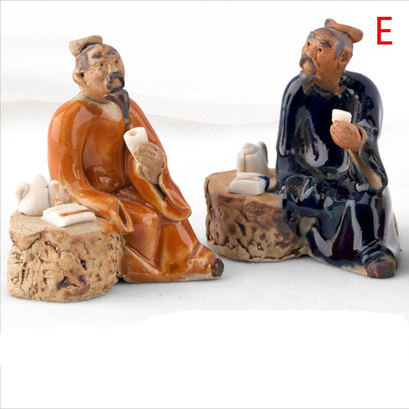 Mini Miniaturfarbkeramik Chinesische Klassische Figur Steingarten Bonsai Hütte Keramikfigur Aquarium Landschaft Handwerk Ornamente