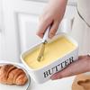 Ceramic Butter Boxes Dishes Cans Cheese Trays Vertical Containers Kitchen Food Storage Containers with Round Wooden Covers Boxes