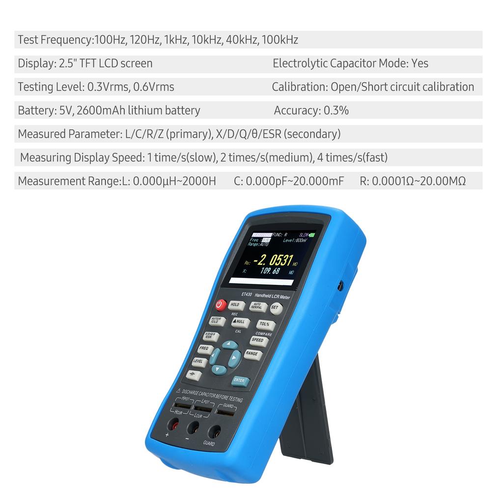 Multimeter, Capacitance Inductance Capacitance Meter LCD Voltage Meter Et430 Capacitance Meter for AC, Voltage Msurements