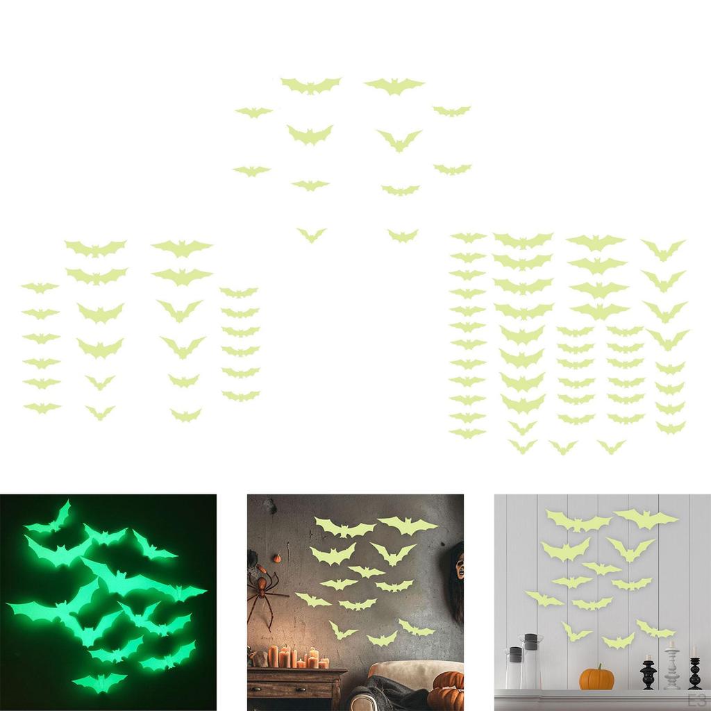 12x Halloween Luminous Wall Stickers Decals Artworks Clings Decorations for Eve