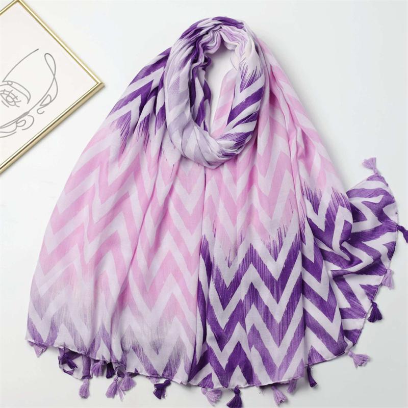 Winter Thick Wave Stripe Viscose Scarves Women High Quality Print Shawls And Wraps Pashmina Stole Bufandas Muslim Sjaal 180*90Cm