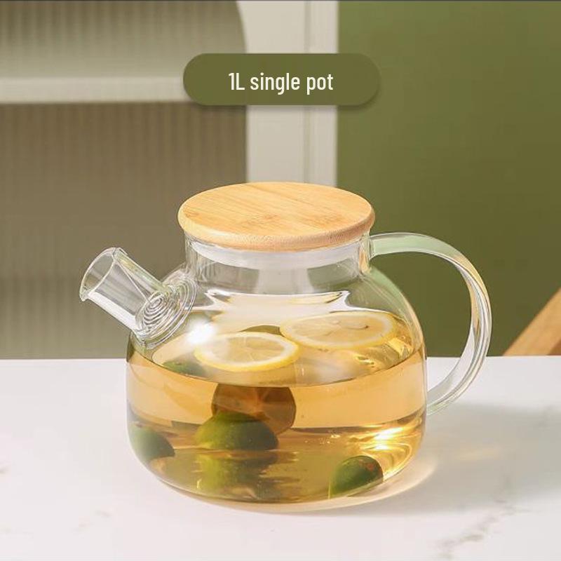 Borosilicate Glass Cold Water Pitcher with Filter and Bamboo Steel Lid