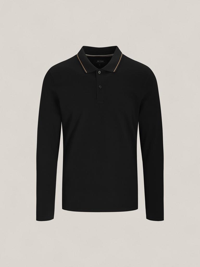 Black Volskof Polo Shirt Long Sleeve M