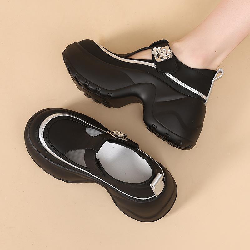 Velcro little white shoes autumn 2025 new sandals women's thick sole heightening hollow comfortable soft sole casual shoes