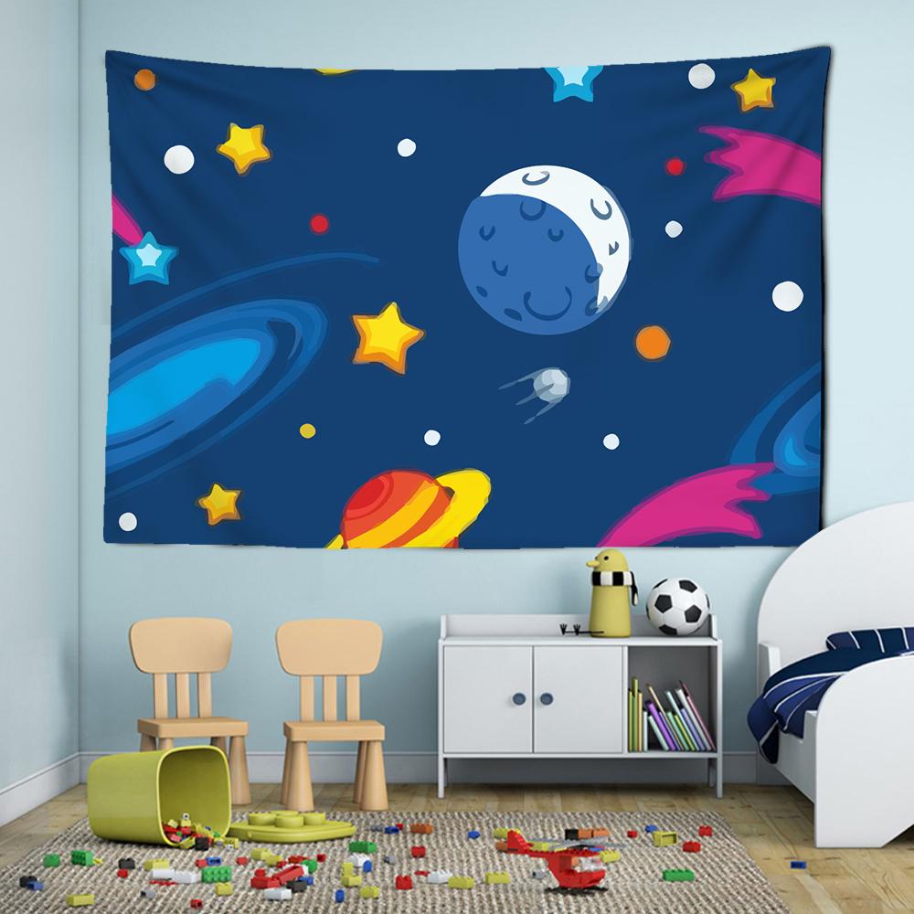 Pink Moon Starry Tapestry Universe Wall Hanging Room Dorm Tapestries Cartoon Art Home Psychedelic Kawaii Bedroom Decor Tapestry