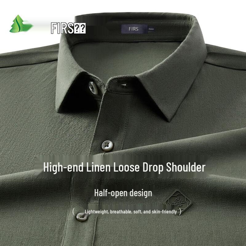FIRS Men's Breathable Linen Blend Polo Shirt