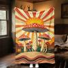 1pc Mushroom Sunburst Outdoor Flannel Blanket Soft Warm All-Season Throw for Sofa Bed Car Camping Office, Cozy Gift Idea1168S