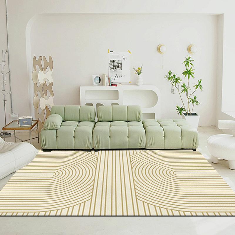 

Modern Minimalist Area Rug With Geometric Grid Line Half Circle Retro Patterns Soft Decorative Carpet For Living Room Home Decor 40X60cm