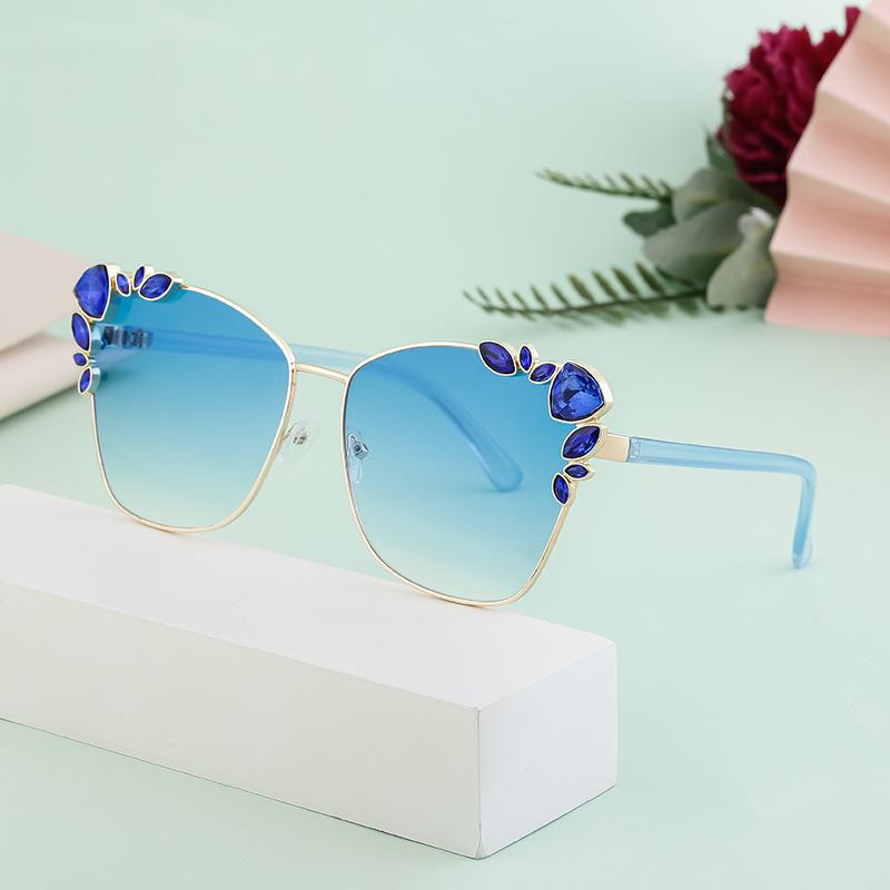 Cat'S Eye Diamond-Encrusted Large-Frame Sunglasses, Women'S Trendy High-End Sunglasses, Women'S Glasses Shades.