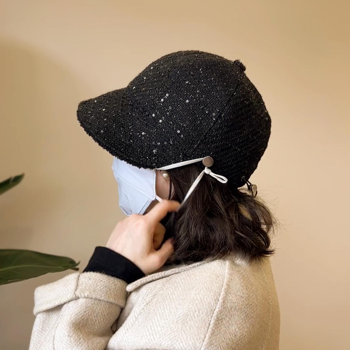

Рыбацкая шляпа для женщин на осень и зиму, корейский стиль, универсальная, подчеркивающая лицо, кепка-утенок, пайетки, в стиле «маленькая Шанель», шляпа для верховой езды M（56-58cm）