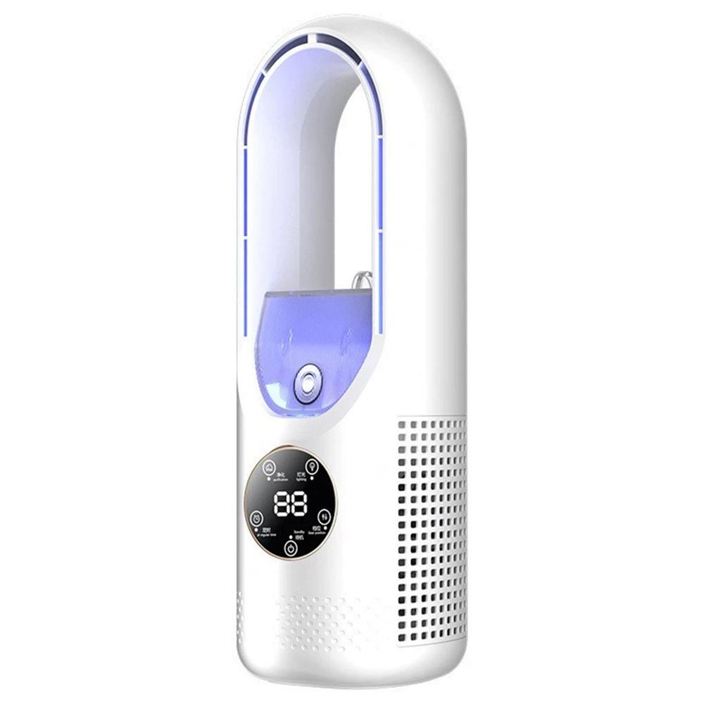 

6 Speeds Adjustable Bladeless Fan Desktop USB Air Cooler Humidifier Misting Fan with LED Light A