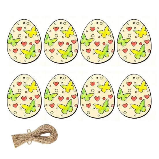 8 ks Dřevěná velikonoční vajíčka Závěsná dekorace Ručně vyráběná Dětské DIY Malování Nedokončená vajíčka Ozdoba Sváteční párty Dekorace Přívěsek