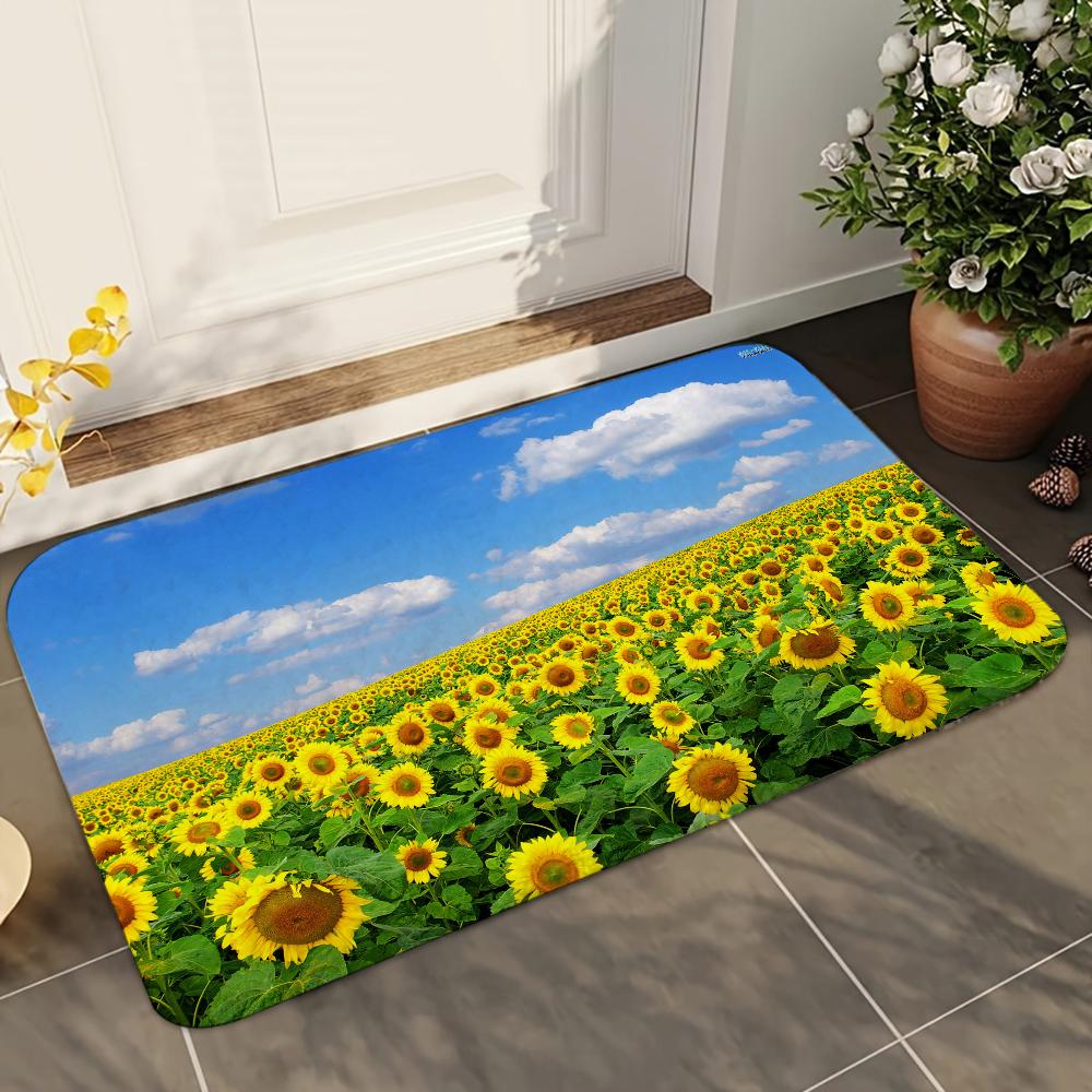 1pc Sunflower Doormats Home Carpet Bathroom Absorbent Mats Anti-Slip Mats Home Decor Supplies Carpets Home Kitchen Floor Mats