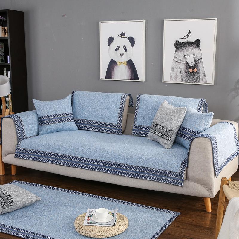 Cotton Linen Sofa Covers for Living Room Corner Sofa Couch Cover Non-slip Sofa Chaise Cover Lounge Sofa Slipcovers Home Decor